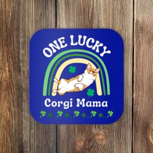 One Lucky Corgi Mama Dog Mom St Patrick's Day Irish Shamrock Gift Coaster