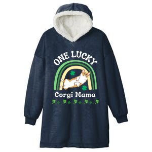 One Lucky Corgi Mama Dog Mom St Patrick's Day Irish Shamrock Gift Hooded Wearable Blanket