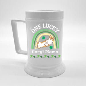 One Lucky Corgi Mama Dog Mom St Patrick's Day Irish Shamrock Gift Beer Stein