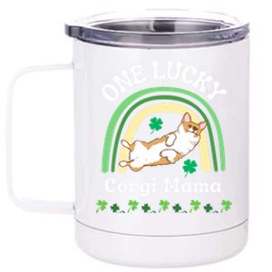 One Lucky Corgi Mama Dog Mom St Patrick's Day Irish Shamrock Gift 12 oz Stainless Steel Tumbler Cup