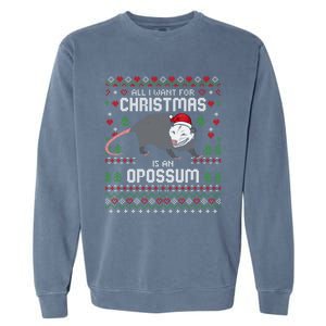 Opossums Lover Christmas Possum Ugly Xmas Gift Garment-Dyed Sweatshirt