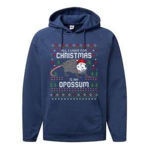 Opossums Lover Christmas Possum Ugly Xmas Gift Performance Fleece Hoodie