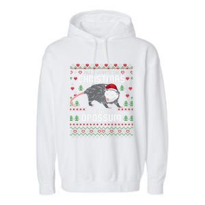 Opossums Lover Christmas Possum Ugly Xmas Gift Garment-Dyed Fleece Hoodie