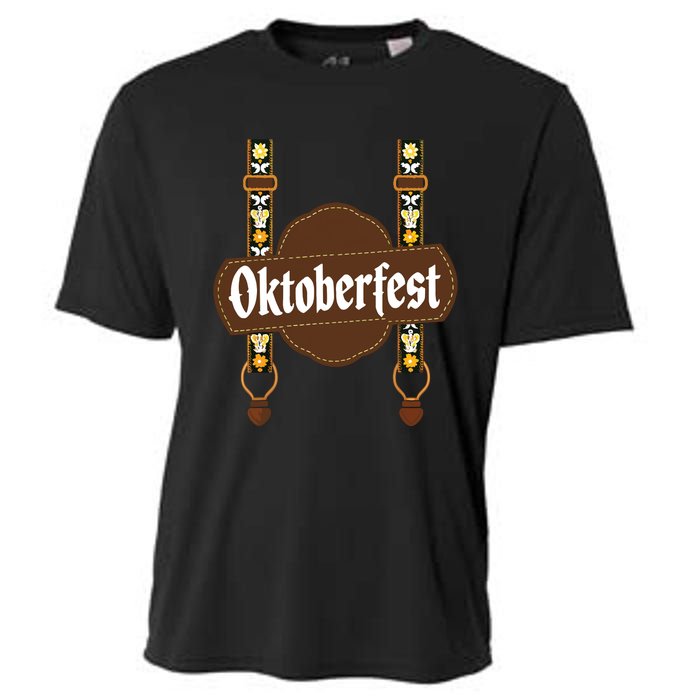 Oktoberfest Lederhosen Costume Cute German Bavarian Cooling Performance Crew T-Shirt