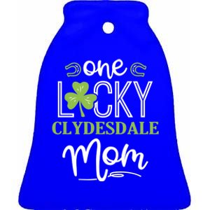 One Lucky Clydesdale Horse Mom Irish Horseback Riding Gift Ceramic Bell Ornament