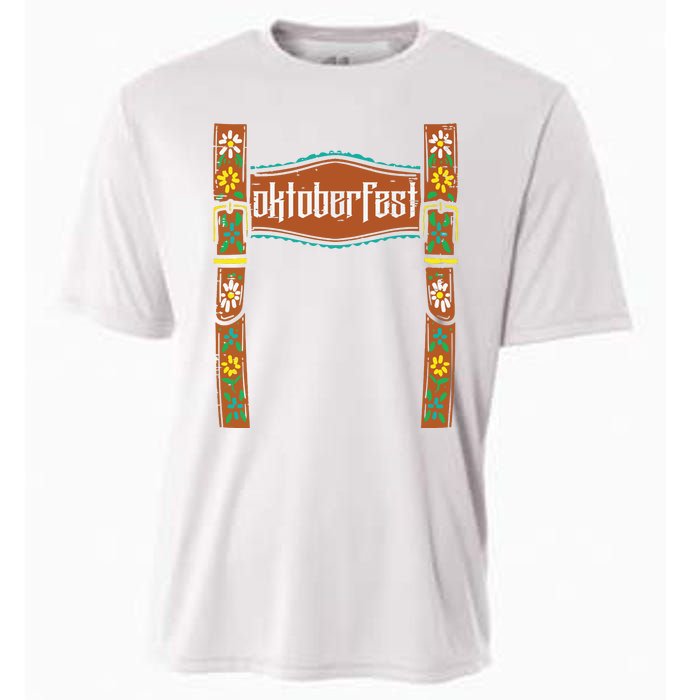 Oktoberfest Lederhosen Costume Cute German Bavarian Cooling Performance Crew T-Shirt