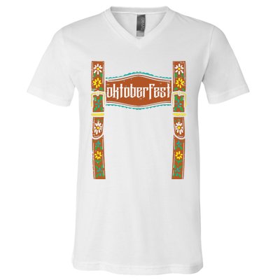 Oktoberfest Lederhosen Costume Cute German Bavarian V-Neck T-Shirt