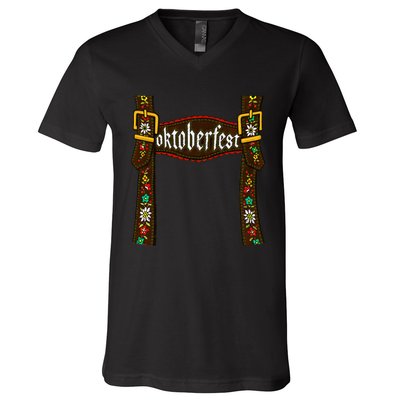 Oktoberfest Lederhosen Costume Cute German Bavarian V-Neck T-Shirt