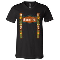 Oktoberfest Lederhosen Costume Cute German Bavarian V-Neck T-Shirt