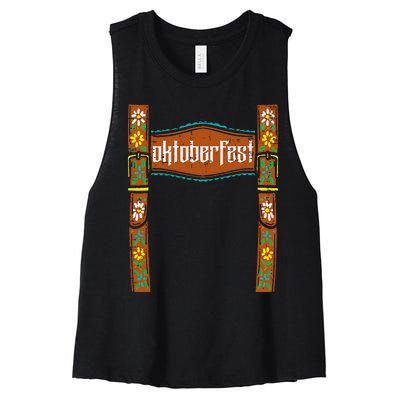 Oktoberfest Lederhosen Costume Cute German Bavarian Women's Racerback Cropped Tank