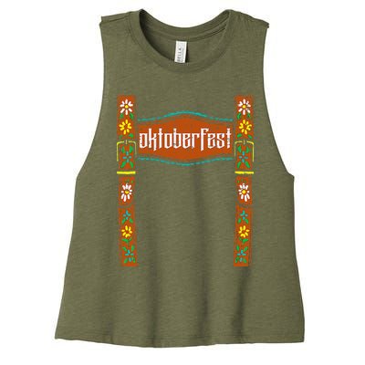 Oktoberfest Lederhosen Costume Cute German Bavarian Women's Racerback Cropped Tank