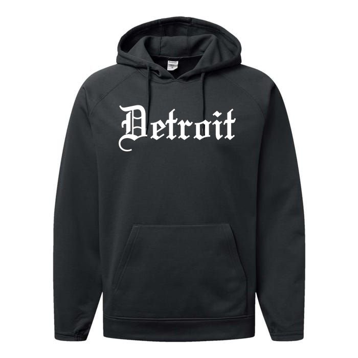 Old English Detroit D Michigan Logo Performance Fleece Hoodie