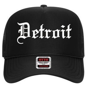 Old English Detroit D Michigan Logo High Crown Mesh Back Trucker Hat