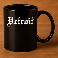 Old English Detroit D Michigan Logo 11oz C Handle Ceramic Mug