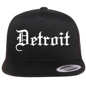 Old English Detroit D Michigan Logo Flat Bill Trucker Hat