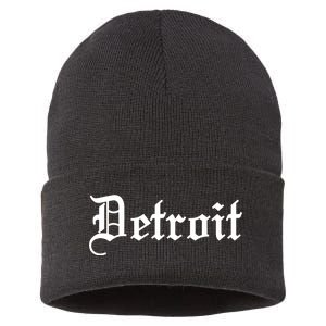 Old English Detroit D Michigan Logo Sustainable Knit Beanie