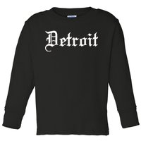 Old English Detroit D Michigan Logo Toddler Long Sleeve Shirt