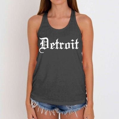 Old English Detroit D Michigan Logo Women's Knotted Racerback Tank