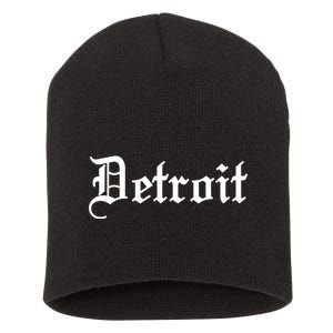 Old English Detroit D Michigan Logo Short Acrylic Beanie