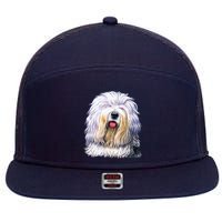 Old English Sheepdog 7 Panel Mesh Trucker Snapback Hat