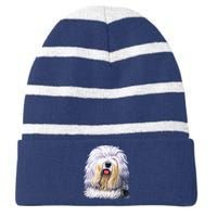 Old English Sheepdog Striped Beanie with Solid Band