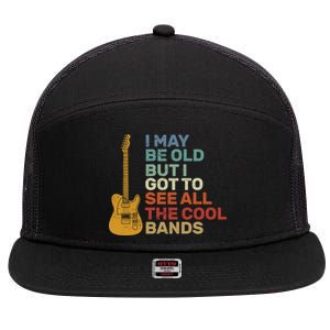 Old Guitarist The Cool Bands 7 Panel Mesh Trucker Snapback Hat