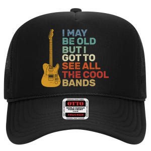 Old Guitarist The Cool Bands High Crown Mesh Back Trucker Hat