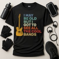 Old Guitarist The Cool Bands Cooling Performance Crew T-Shirt