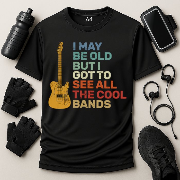 Old Guitarist The Cool Bands Cooling Performance Crew T-Shirt