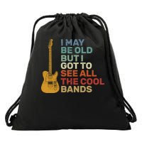 Old Guitarist The Cool Bands Drawstring Bag