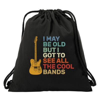 Old Guitarist The Cool Bands Drawstring Bag