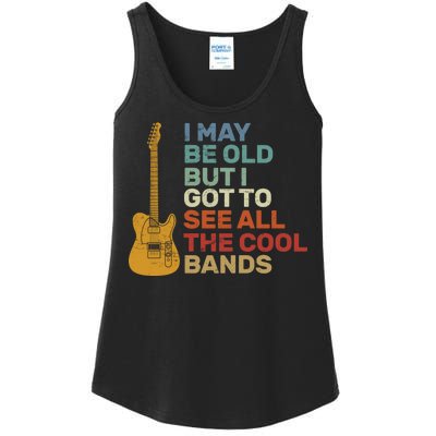 Old Guitarist The Cool Bands Ladies Essential Tank