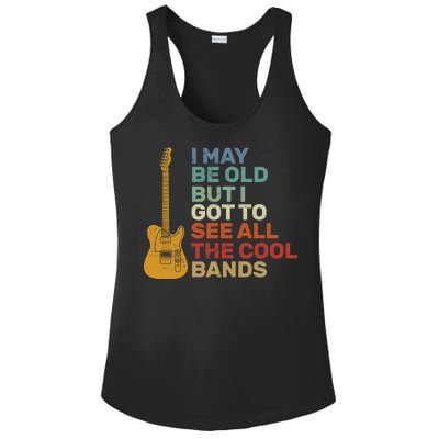 Old Guitarist The Cool Bands Ladies PosiCharge Competitor Racerback Tank