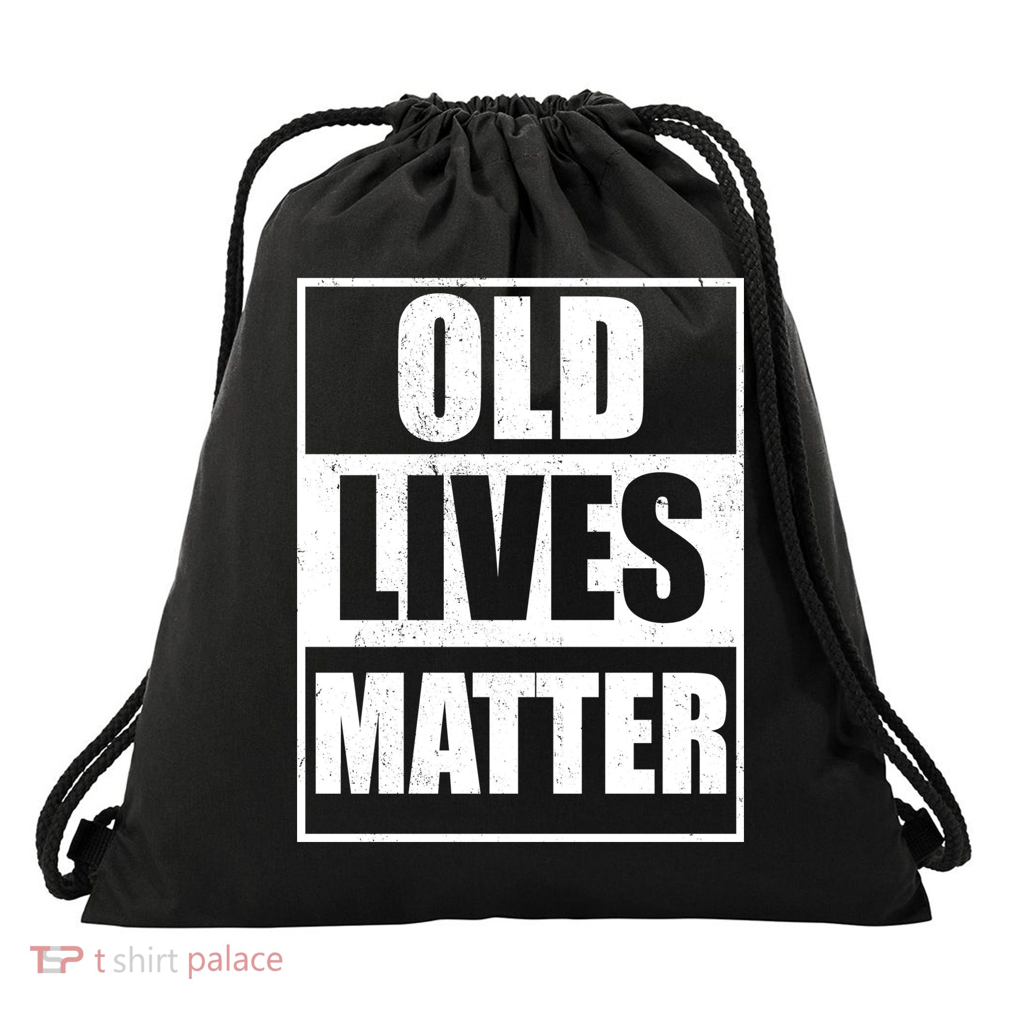 Old Lives Matter Distressed Logo Drawstring Bag