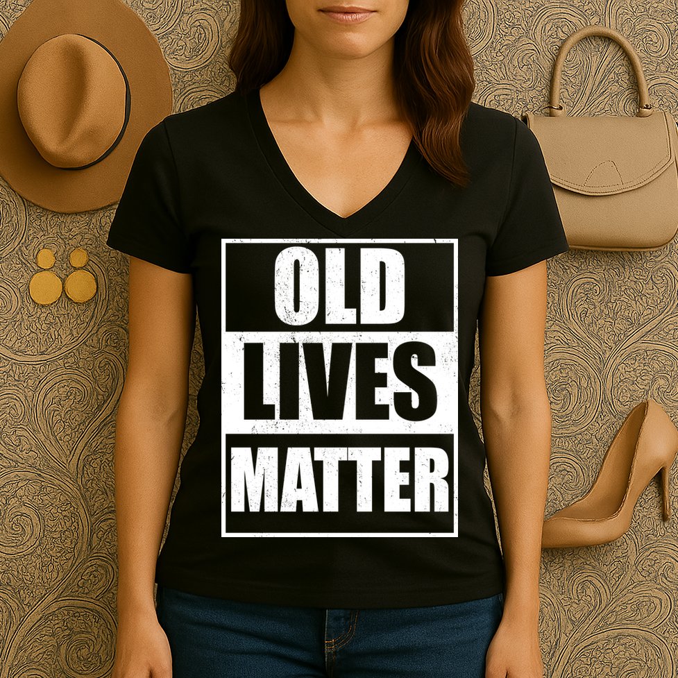 Old Lives Matter Distressed Logo Women's V-Neck T-Shirt