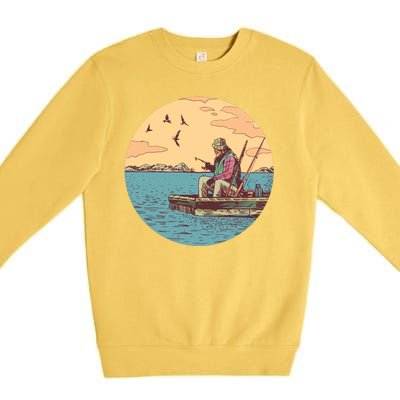 Old Man Fishing Premium Crewneck Sweatshirt