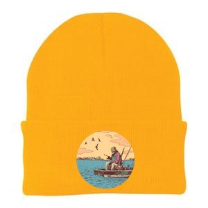 Old Man Fishing Knit Cap Winter Beanie