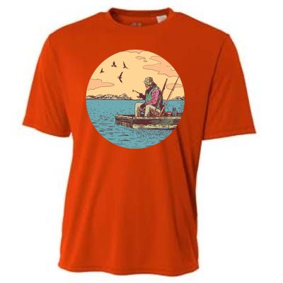 Old Man Fishing Cooling Performance Crew T-Shirt