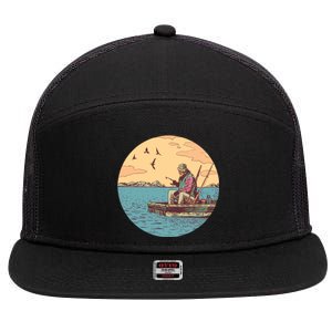 Old Man Fishing 7 Panel Mesh Trucker Snapback Hat