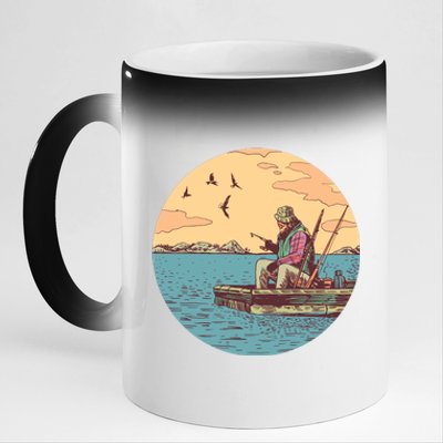 Old Man Fishing 11oz Black Color Changing Mug