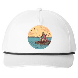 Old Man Fishing Snapback Five-Panel Rope Hat