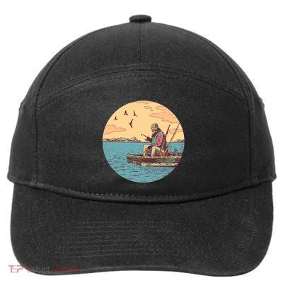 Old Man Fishing 7-Panel Snapback Hat
