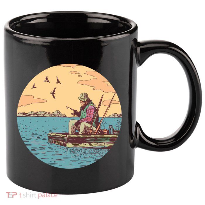 Old Man Fishing 11oz C Handle Ceramic Mug