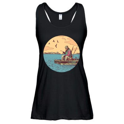 Old Man Fishing Ladies Essential Flowy Tank