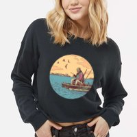 Old Man Fishing Cropped Pullover Crew