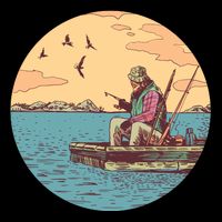 Old Man Fishing Women's V-Neck T-Shirt