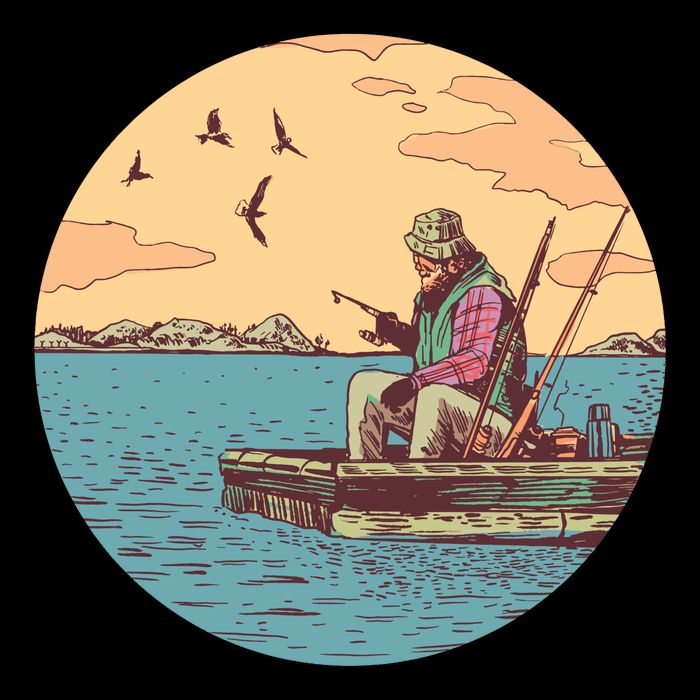 Old Man Fishing Women's V-Neck T-Shirt