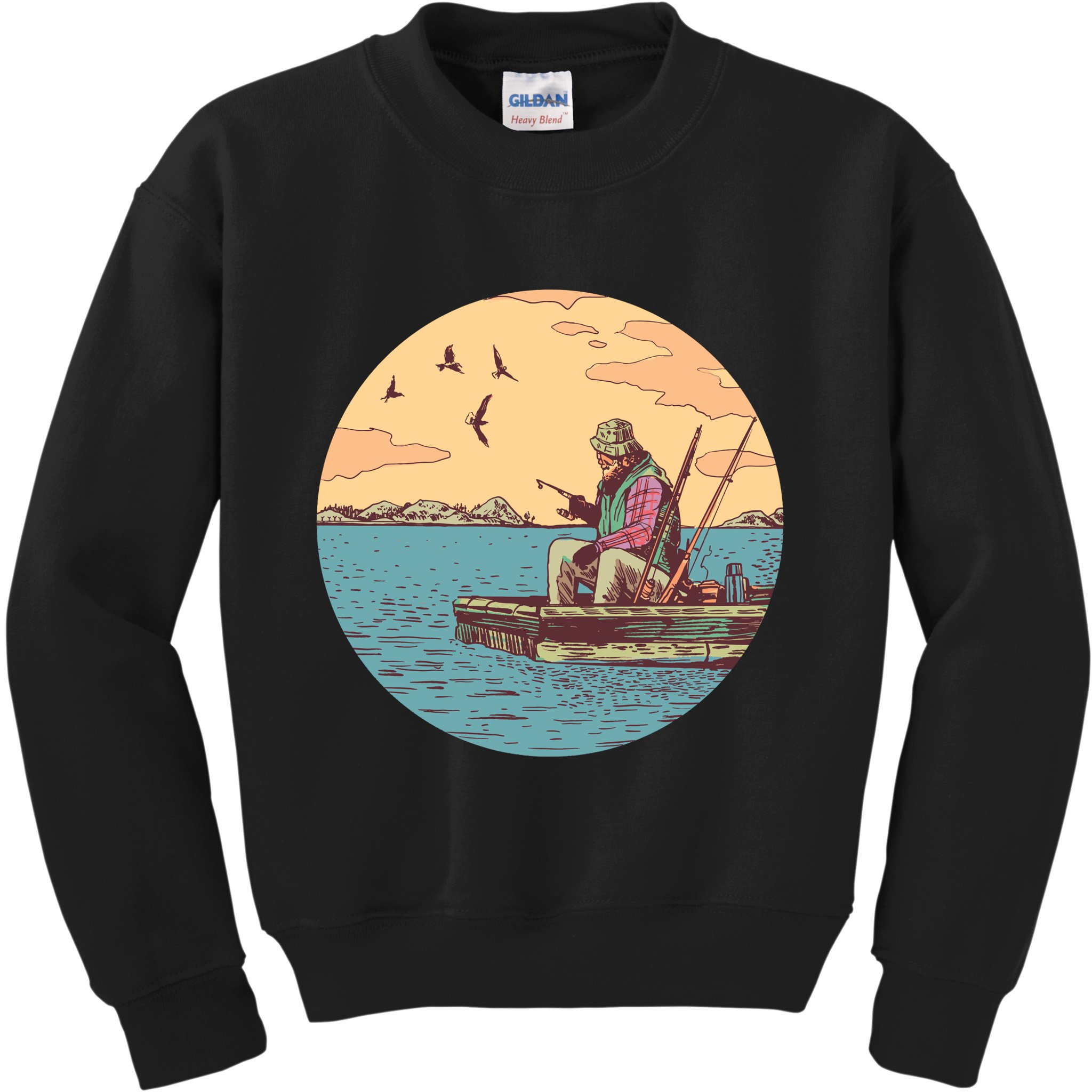 Old Man Fishing Kids Sweatshirt