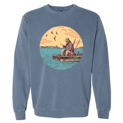 Old Man Fishing Garment-Dyed Sweatshirt