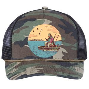 Old Man Fishing Retro Rope Trucker Hat Cap